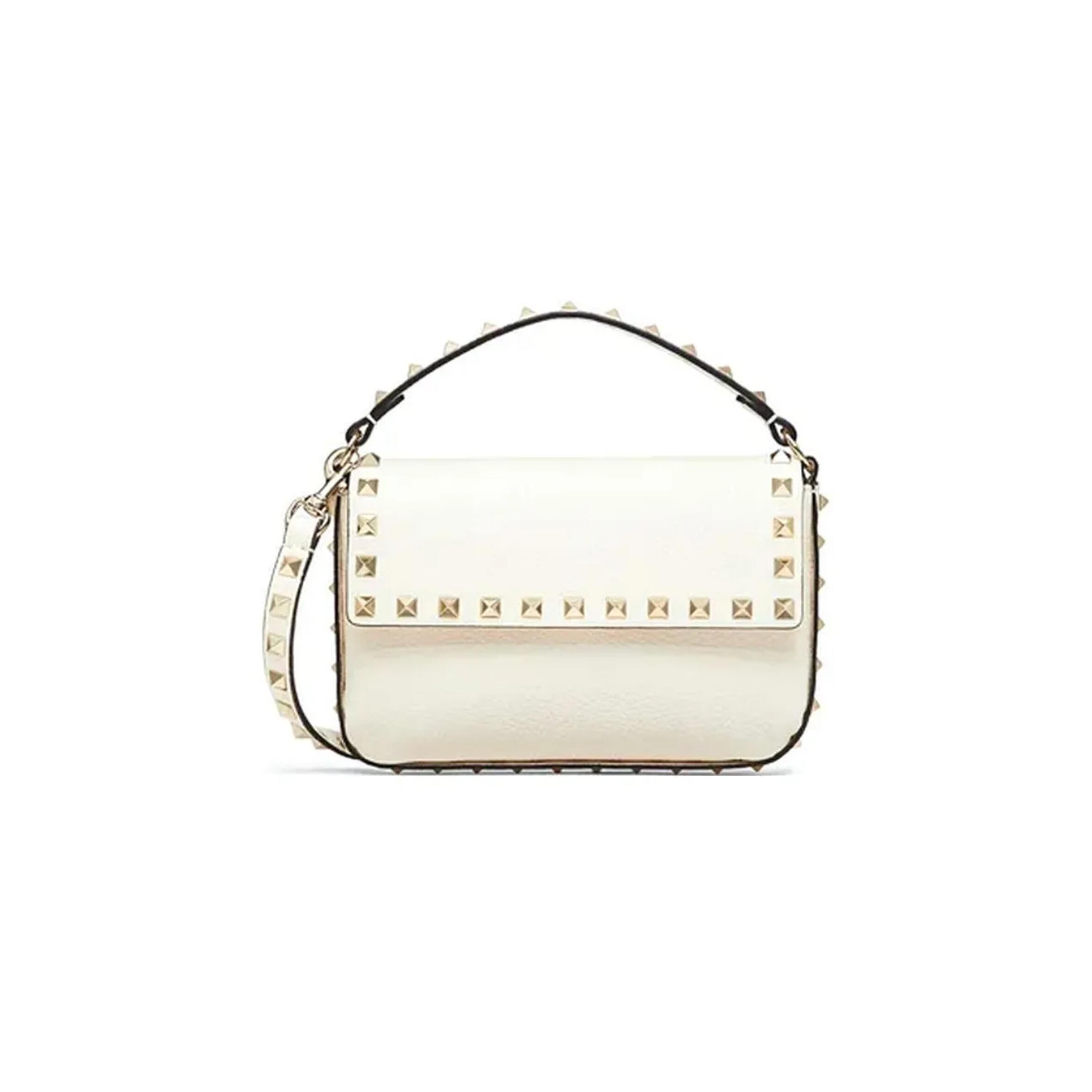 VALENTINO GARAVANI SMALL ROCKSTUD LEATHER TOP HANDLE BAG VW0P0W07VSHI16 (19*13.5*3cm)